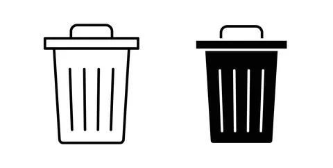 Trash Bin icon. Style is flat and line symbol Ilustración de archivo