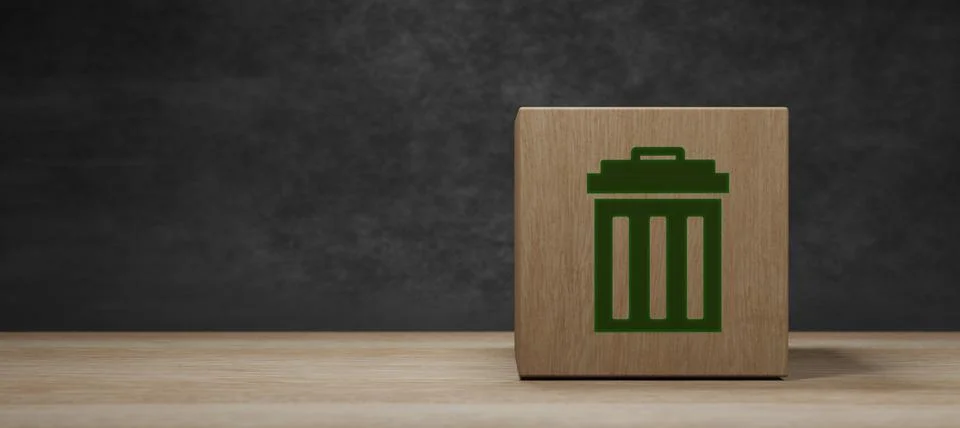 Trash bin line icon. Garbage, waste sign. Delete, remove symbol. 3d render Stock-Illustration