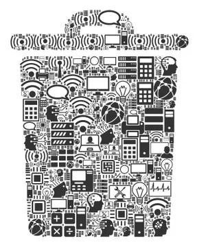 Trash Bin Mosaic Icon for BigData and Computing Stock-Illustration