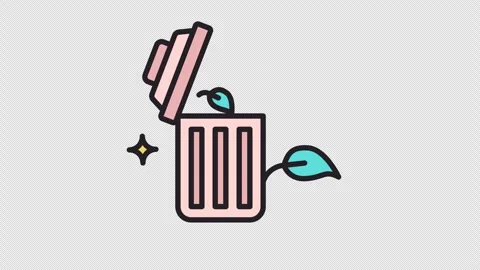 Trash Bin Organic Animated Icon. Alpha Channel 4K Resolution Stock Footage 289721482
