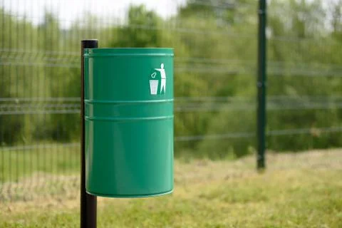 Trash bin in the park Stock Photos