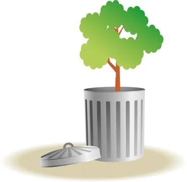 Trash bin with plants Stock Illustration