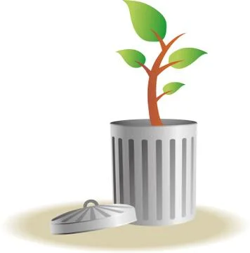 Trash bin with plants Stock Illustration