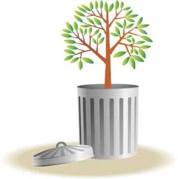 Trash bin with plants Stock Illustration