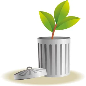 Trash bin with plants Stock Illustration