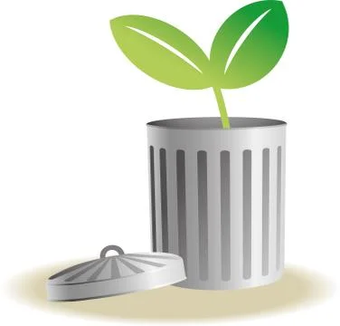 Trash bin with plants Stock Illustration
