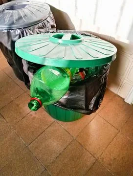 Trash bin for recyclable material content. Stock Photos