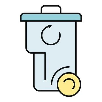Trash bin with recycling icon and wheels illustration Stock Illustration