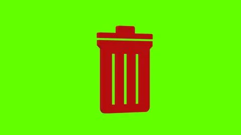 Trash bin red set icon 3d illustration rotation Stock Illustration