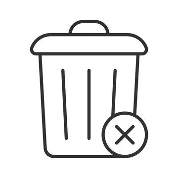 Trash bin rejected icon in line design. waste bin, error, forbidden, garbage on イラスト素材