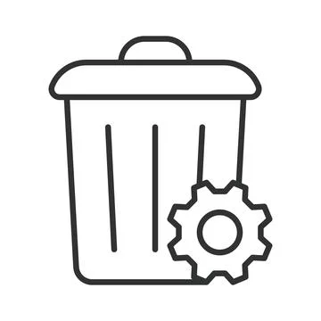 Trash bin settings icon in line design. waste management, trash bin, system on Stock Illustration