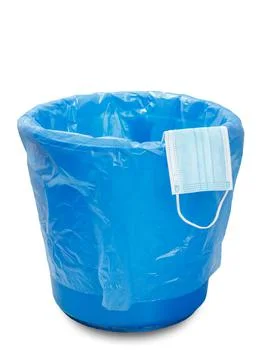 The trash bin for utilization of individual protection means. Stock Photos