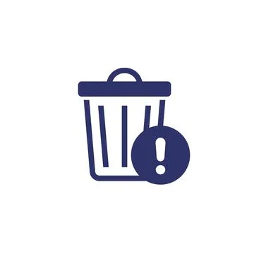 Trash bin warning icon, vector Stock Illustration