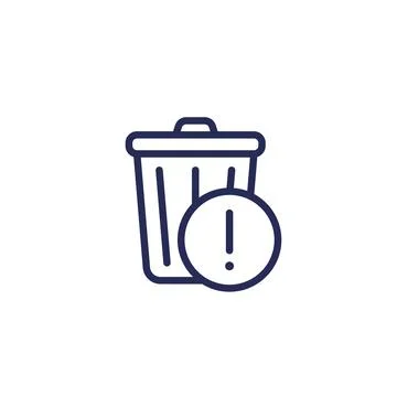 Trash bin warning line icon on white Stock Illustration