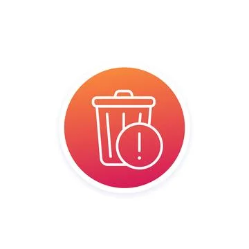 Trash bin warning vector line icon 스톡 일러스트