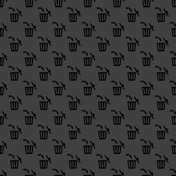 Trash bin web icon. flat design. Seamless gray pattern. Stock-Illustration