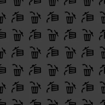 Trash bin web icon. flat design. Seamless gray pattern. Stock-Illustration