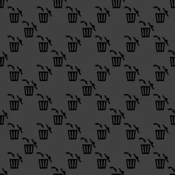 Trash bin web icon. flat design. Seamless gray pattern. Stock-Illustration