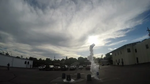Trash bins exploding during experiment Stock Footage 99053568