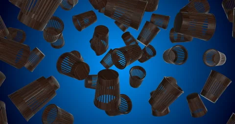 Trash Bins falling slow motion Video stock 236935683