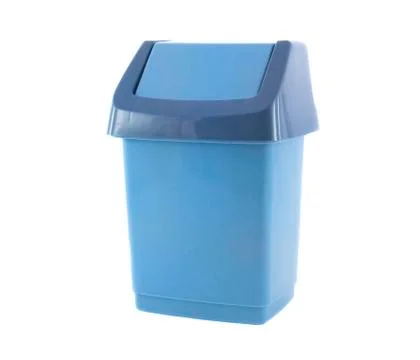 Trash Blue Container for Garbage Isolated Over White Stock Photos