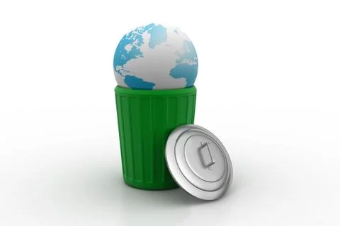 Trash box with globe Free Stock Illustration