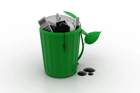 Trash box with plant Free Stock Illustration