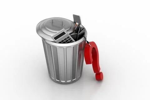 Trash box with question mark Stock Illustration