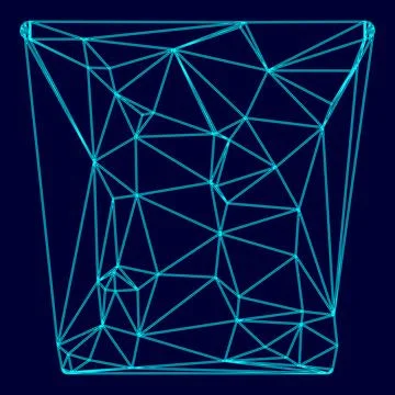 Trash bucket low poly triangulation triangulated polygonal electric cyan blue Ilustración de archivo