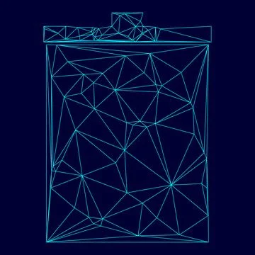 Trash bucket low poly triangulation triangulated polygonal electric cyan blue Stock Illustration