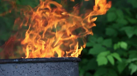 Trash Burn Barrel on Fire 2 Stock Footage 31561886