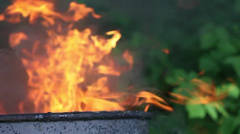 Trash Burn Barrel on Fire 4 Stock Footage 31559887