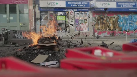Trash burning, Bristol, UK Video stock 232177113