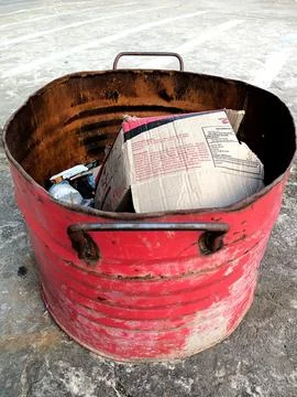 The trash burning drum. Stock Photos