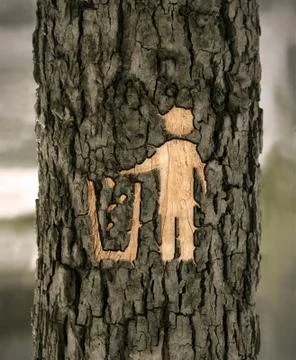 Trash can on the bark Stock Illustration