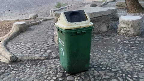 Trash can on the Beach Video stock 241764752