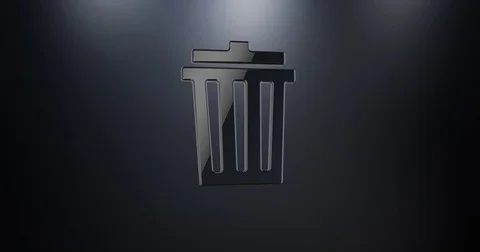 Trash Can Black 3d Icon Stock-Footage 69775087