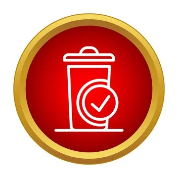 Trash can with check mark icon completing disposal Stock Illustration