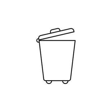 Trash Can Delete Bin Waste Line Stock Illustration