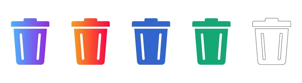 Trash Can Delete Icon Set for UI Design Stock Illustration
