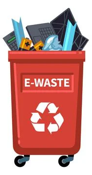Trash can for electronic waste. Gadgets recycling icon Stock-Illustration