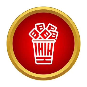 Trash can full of crumpled paper icon Stock Illustration