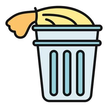 Trash can full of rubbish flat icon vector Stock Illustration