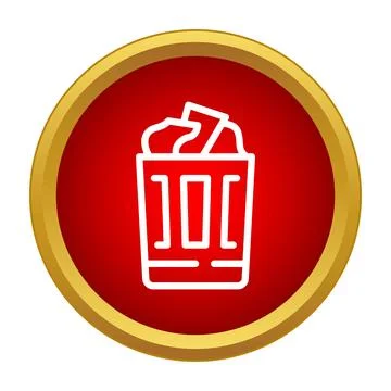 Trash can full of waste icon button Ilustración de archivo