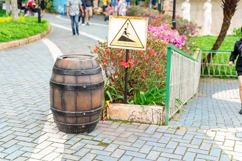 Trash Can in Funland Stock Photos
