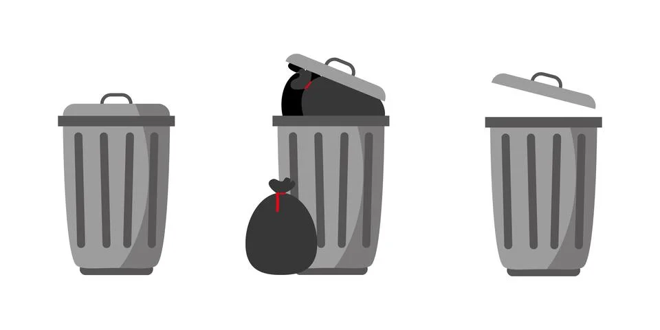 Trash can garbage dustbin. Vector stock illustration. Illustrazione stock