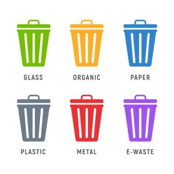 Trash can garbage dustbin waste. Trashcan basket empty bucket Illustrazione stock