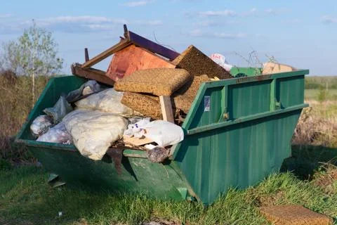 Trash can with garbage Stock Photos