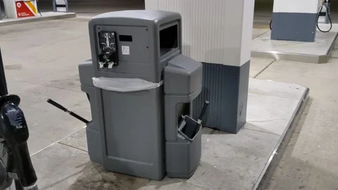 Trash Can Gass Station Stock Footage 197124109