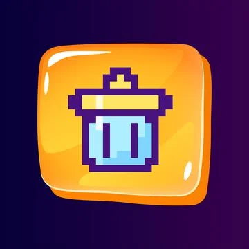 Trash can glossy ui button with pixelated color icon Stock-Illustration